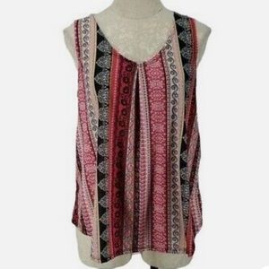 NWT Pink Striped Printed Lace Tank Top